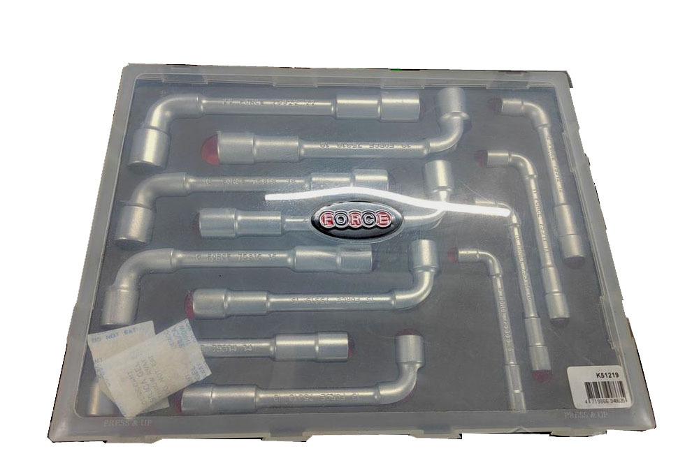 Force K51219 8-22mm 12pc Angle Wrench Deep Recess Through Hole Tubular Socket Wrench Set