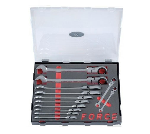 Force K51225 5/16"-1" Imperial 12pc Flexible Ratchet Spanner Gear Wrench Set