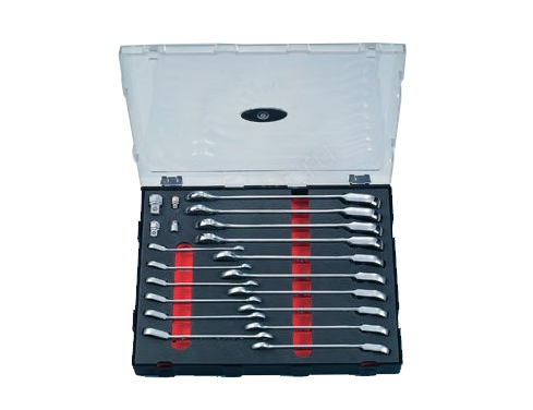 Force K5204 8-23mm 20pc Reversible Ratchet Spanner Gear Wrench & Ratcheting Adapter Set