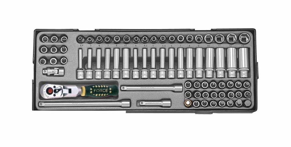 Force T2742-18 74pc 1/4" Dr. Metric & Female E-Star Socket and Accessories Master Set
