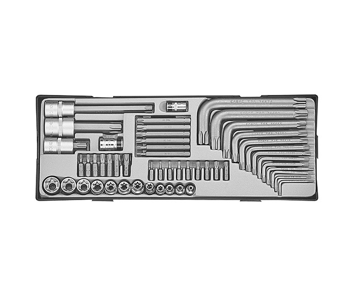 Force T3521 52pc E-Star Female Torx Socket & Tamperproof Torx Bits & Star L-Key Wrench Set