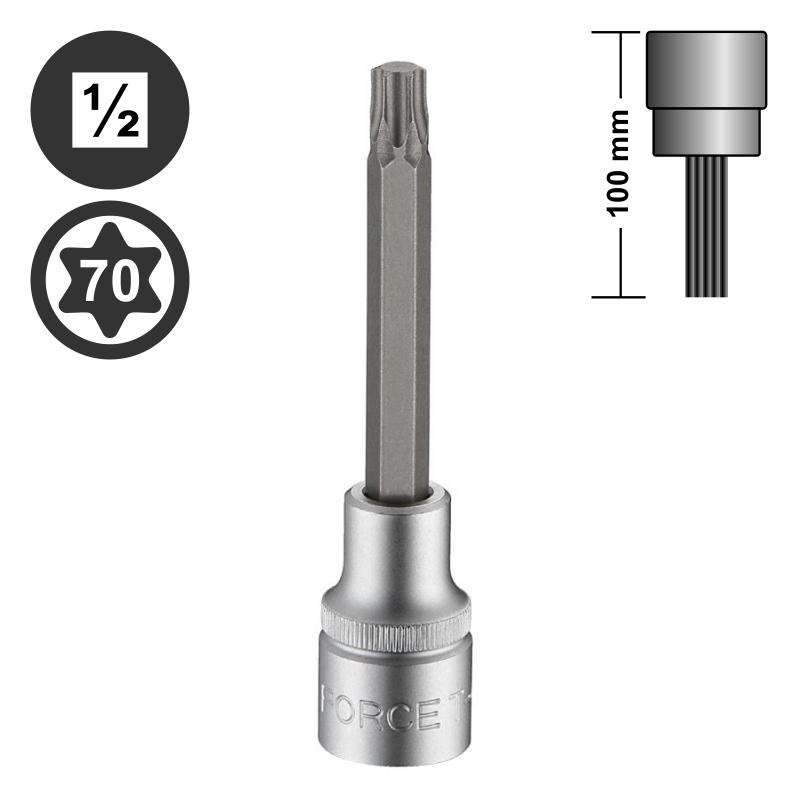 Force T4122 1/2" Dr. Extra Long Socket Bits 12pc Set: Torx, Spline, Hex Allen