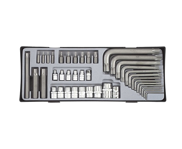 Force T4411 Torx Bits L-key Wrench E-Star Socket 1/4"- 3/8" Dr. 41pc Set