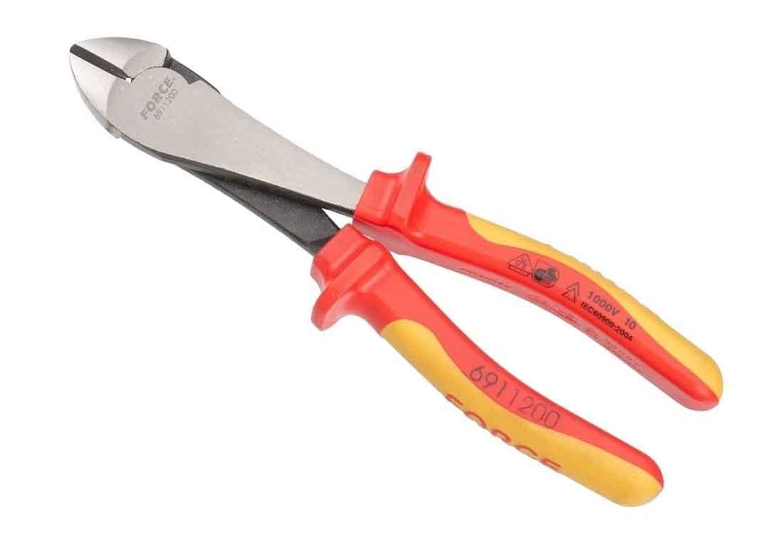 Force T50410 4pc Assorted 1000V Insulated Pliers Set: Combination, Long Nose, Wire Stripper, Diagonal Pliers