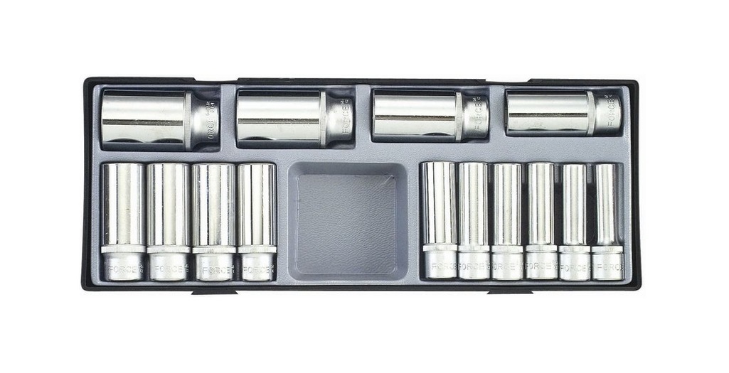 Force T4143 14pc 1/2" Dr. 6PT/12PT 77mmL Deep Socket 10-32mm Set