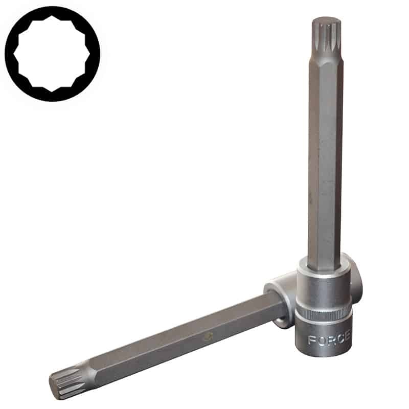 Force T4281 Hex Allen & Spline Socket Bits 27pc Set: M5-M16 Spline, 4-12mm Hex Allen