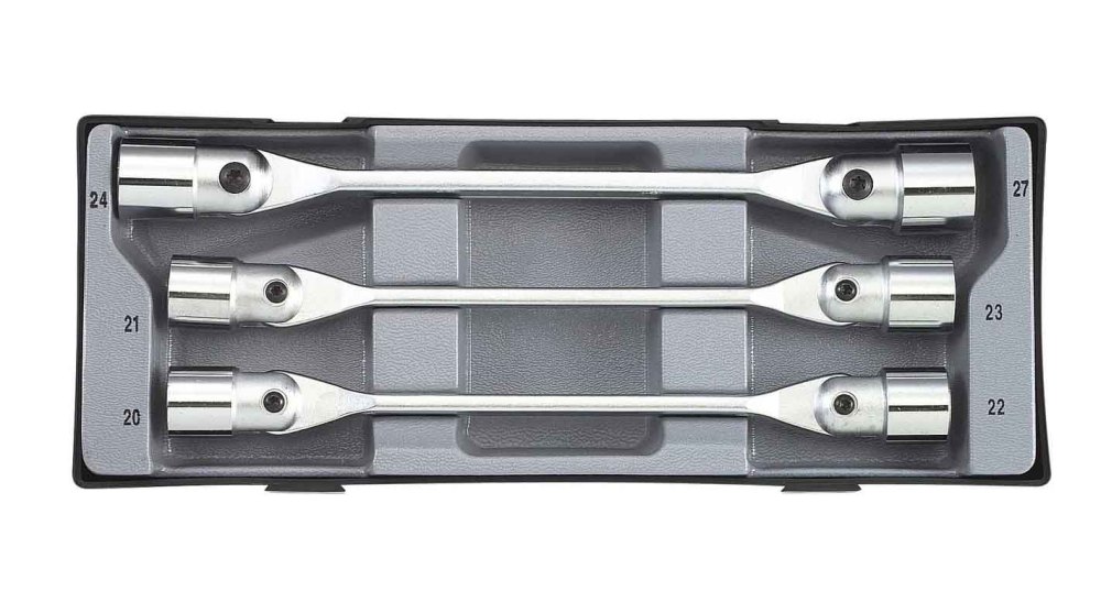 Force T5033 Hinged Swivel Flex Double Head Socket Saltus Wrench 20x22-24x27mm 3pc Set