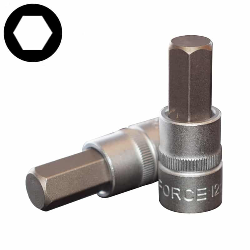 Force T4281 Hex Allen & Spline Socket Bits 27pc Set: M5-M16 Spline, 4-12mm Hex Allen