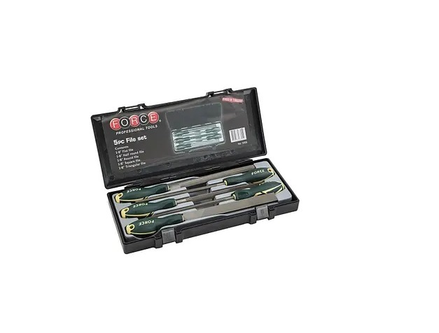 Force T5056 5pc 8"/200mmL File Set: Flat Round Half Round Square Tri-angle