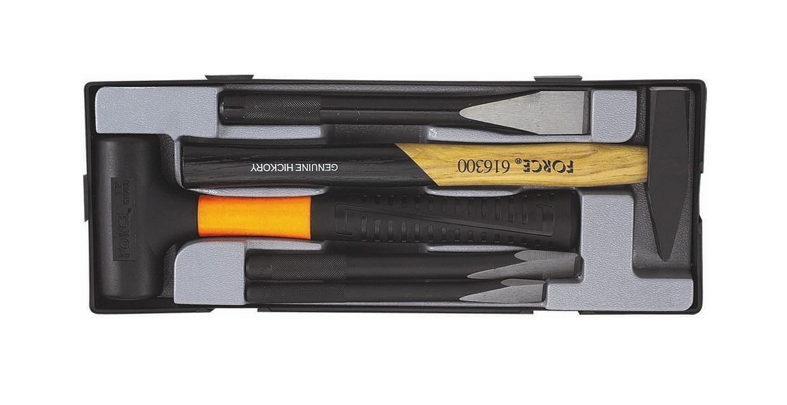 Force T5053 Hammer & Chisel Set 5pc: Cold Chisel, Dead Blow, Machinist, Engineer,Hammer