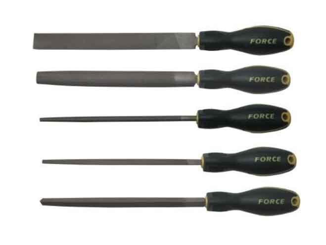 Force T5056 5pc 8"/200mmL File Set: Flat Round Half Round Square Tri-angle