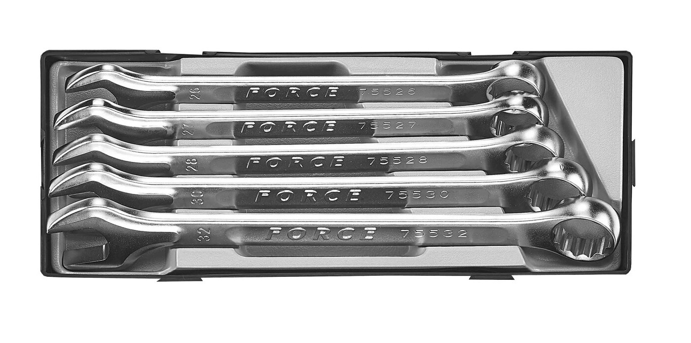 Force T5052 26-32mm 5pc Ring and Open Combination Spanner Wrench Set