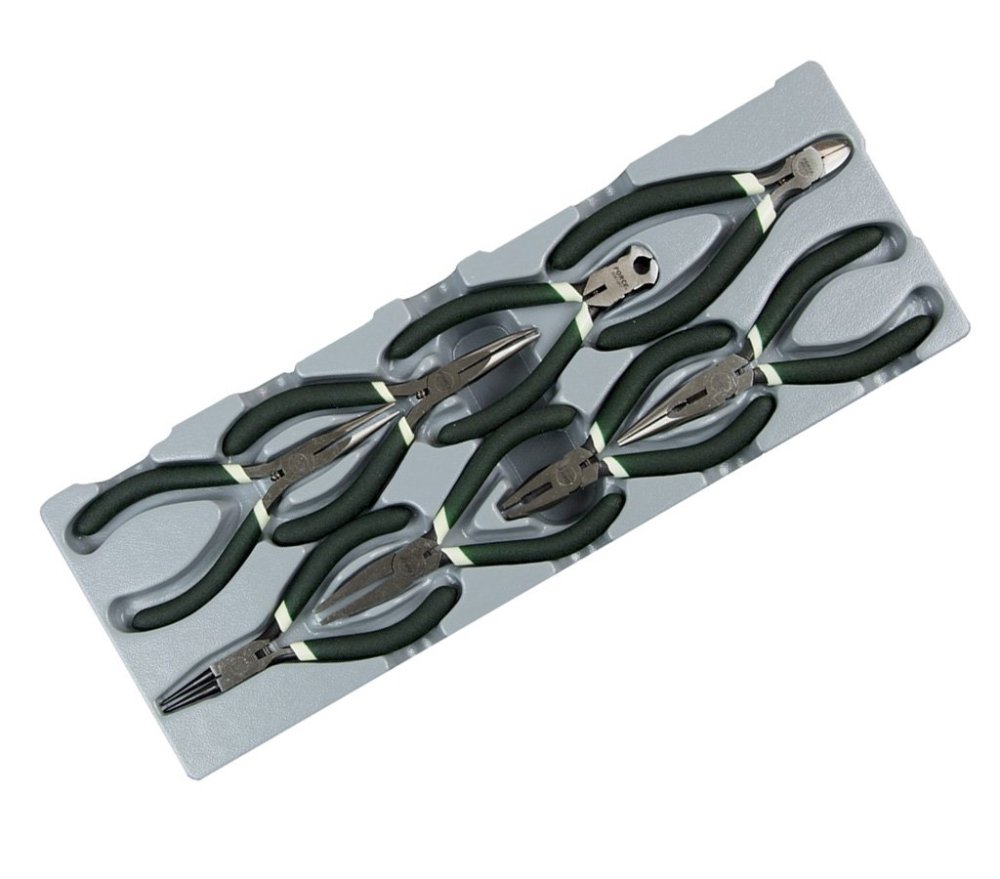 Force T50814 Mini Pliers Set 8pc: Needle, Flat, Bent, Long, Round Nose, Diagonal, End Cutter, Combination Pliers