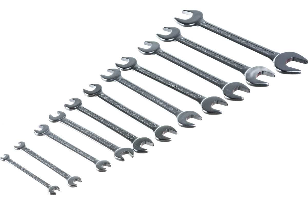 Force T5111 / T5111S Double Open End Spanner Wrench 11pc Set: 6x7-30x32mm Metric / 1/4-1.1/4" Imperial SAE