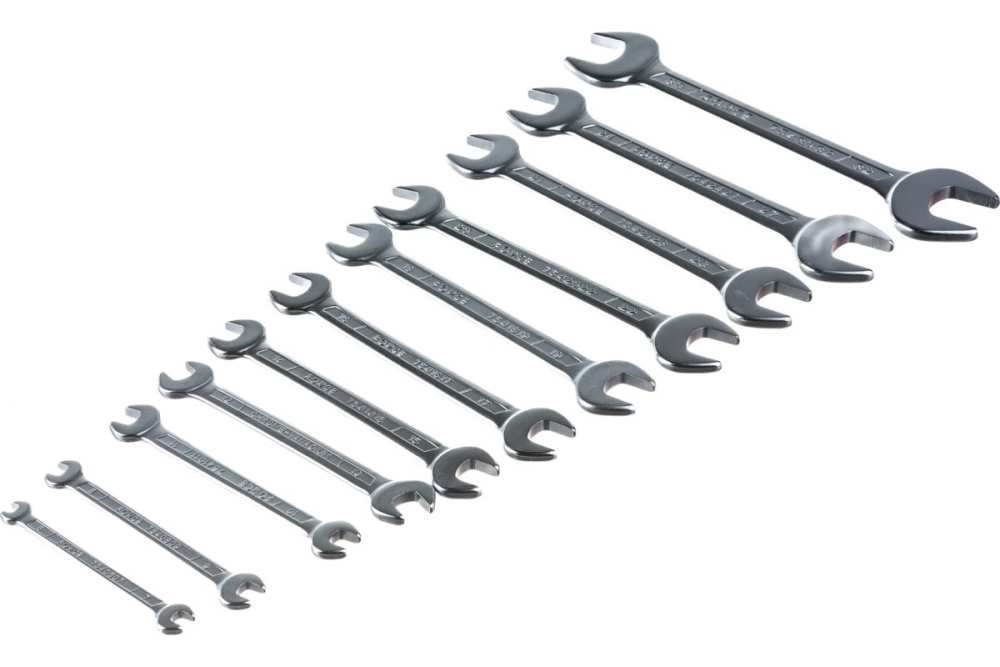 Force T5111 / T5111S Double Open End Spanner Wrench 11pc Set: 6x7-30x32mm Metric / 1/4-1.1/4" Imperial SAE