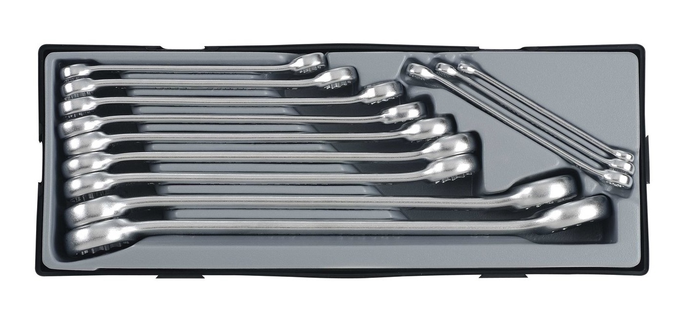 Force T51226 Flat/T51226A 15° Bowed Double Ring Spanner Wrench 6x7-30x32mm 12pc
