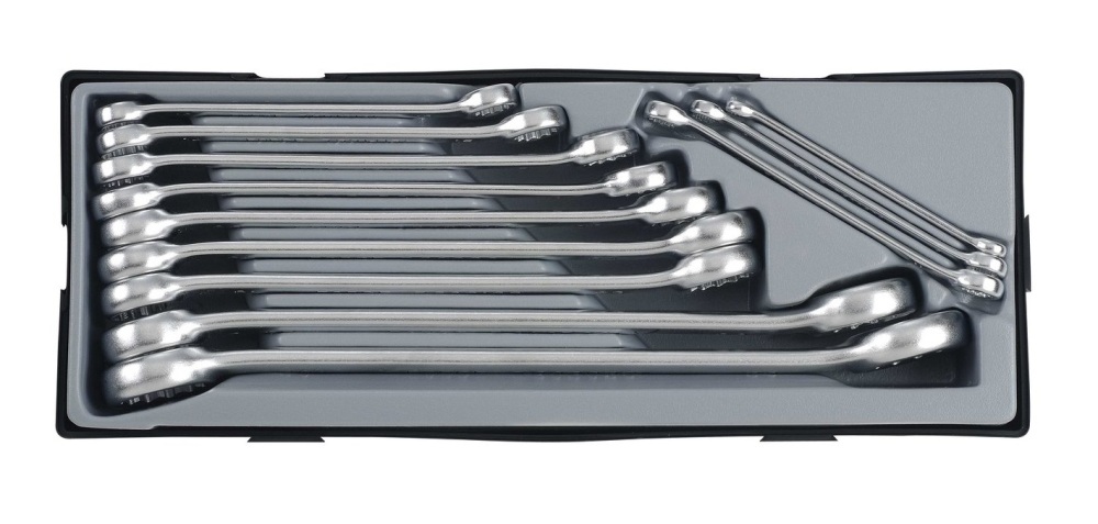 Force T51226 Flat/T51226A 15° Bowed Double Ring Spanner Wrench 6x7-30x32mm 12pc