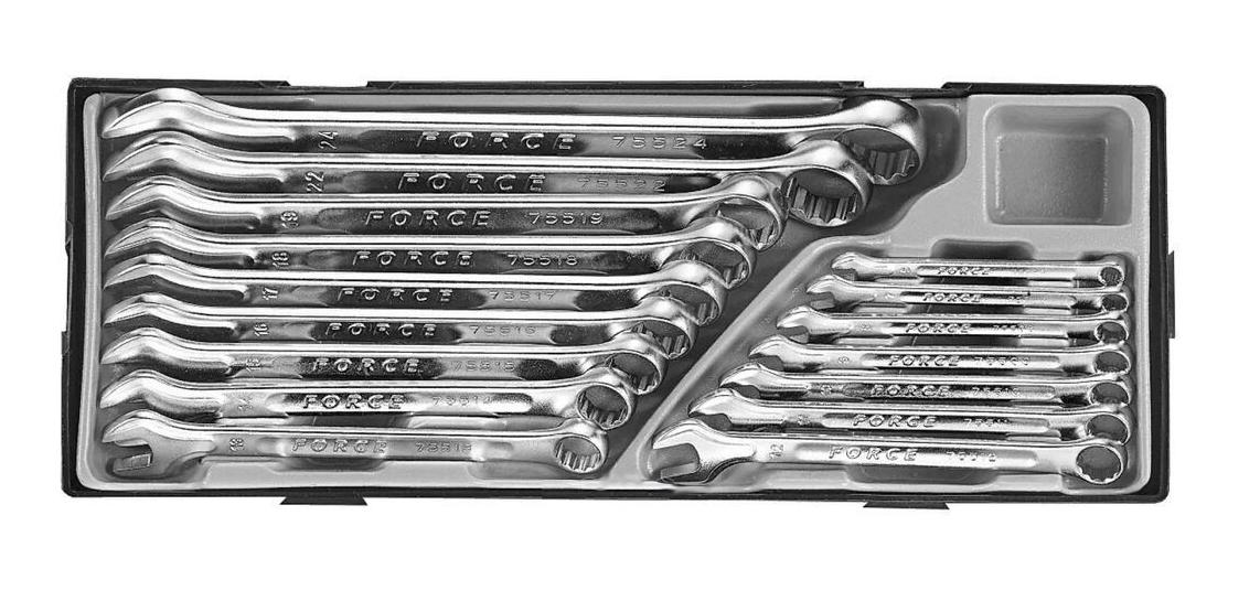 Force T5161 / T5181 Metric Ring and Open End Combination Spanner Wrench Set