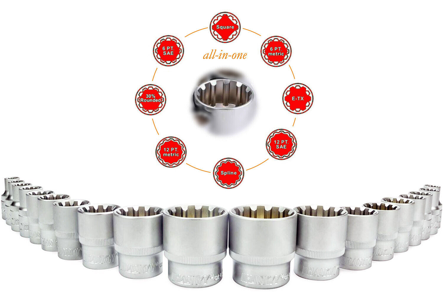 Force Taiwan 54Q.. 1/2" Dr. 12PT Female Torx Spline Gear Lock Universal Socket