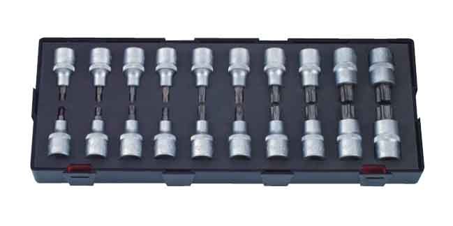 Force K4204 1/2" Drive 20pc T20-T70 Star Torx & T20H-T70H Tamperproof Socket Bits Set