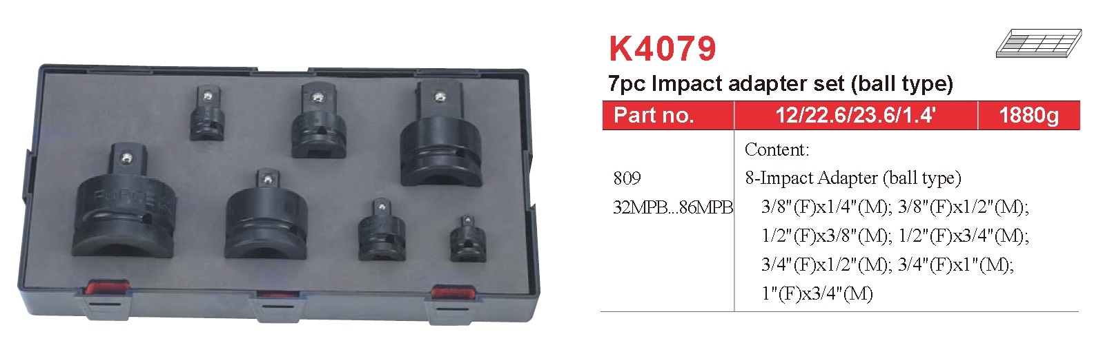 Force Impact Socket Adaptor Reducer Converter 1/4"-1" Dr. Options