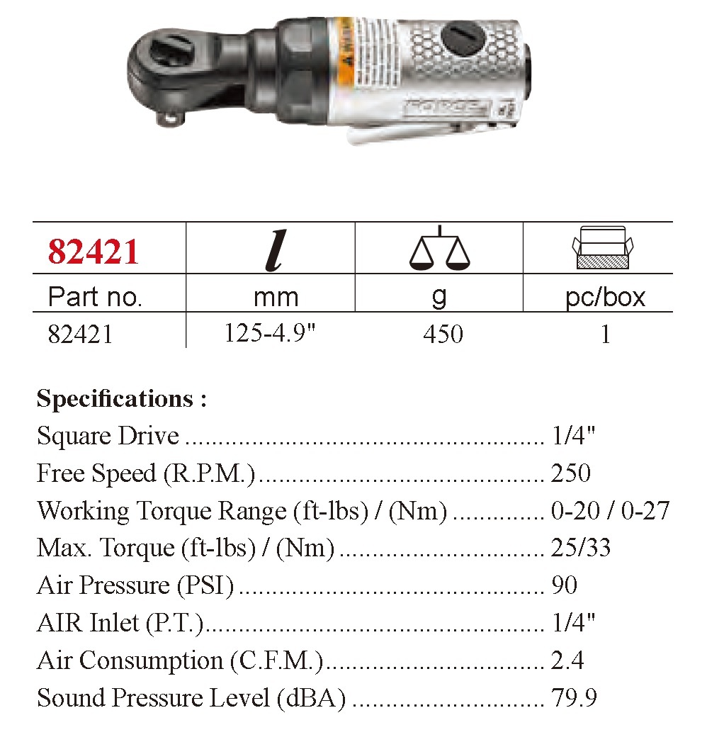Force K2231 23pc 1/4" Dr. 6pt Flank Metric & Imperial Impact Socket with Palm Air Ratchet Wrench Set