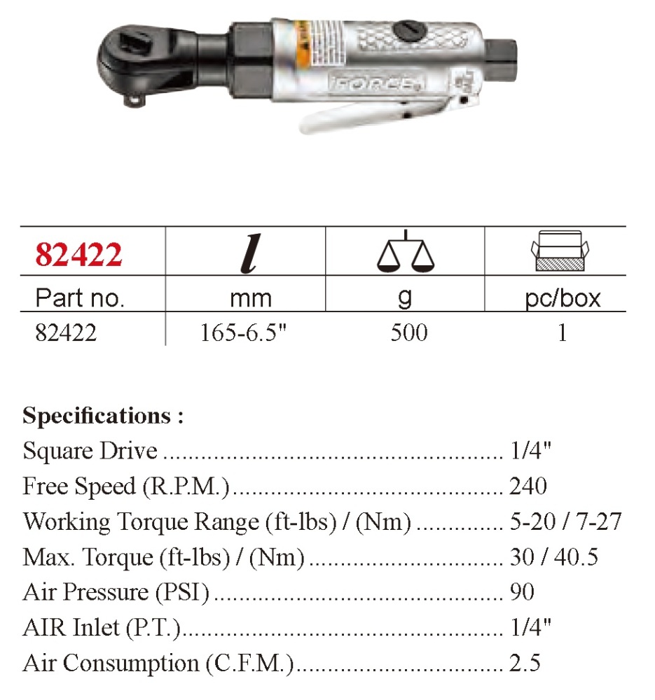 Force K2231-2 23pc 1/4" Dr. 6pt Flank Metric & Imperial Impact Socket with Stuby Air Ratchet Wrench Set