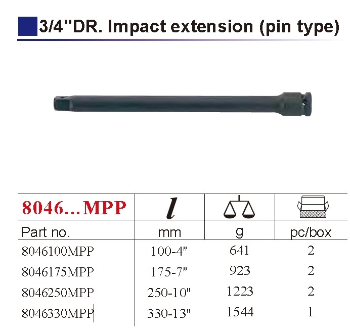 Force 8046...MPP 3/4" Dr. Pin Type Socket Impact Extension Bar