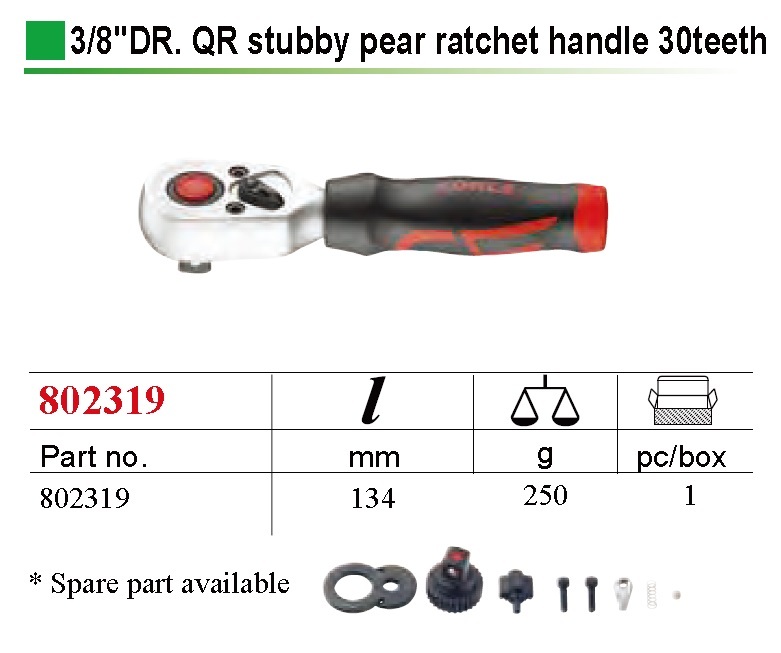 Force 802219 / 802319 Stubby Pear Head Ratchet Handle