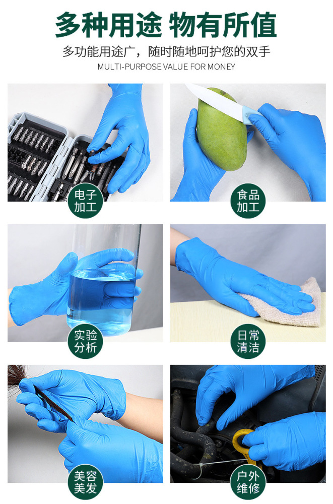 Disposable Vinyl Mechanical Food Gloves Blue Powder Free