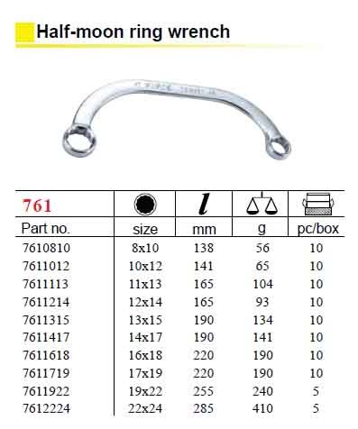 Force 761 Metric Half Moon Obstruction Ring Spanner C-Type Wrench