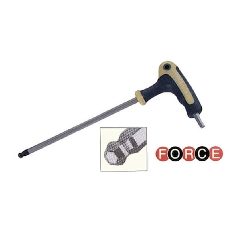 Force 765..G Extra Long L-Shape T Handle Hex Key with Ball Point Softgrip Wrench