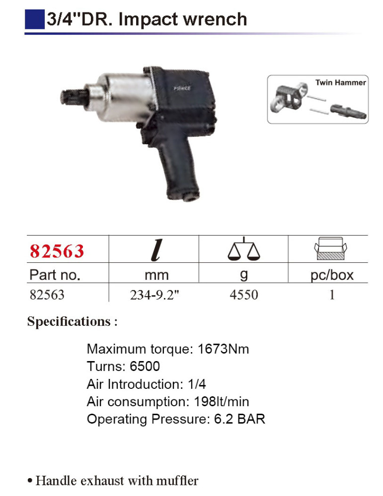 Force 6111D 10pc 3/4" Dr. 1016Nm Impact Wrench Set with 8pc 100mmL Extra Deep Impact Socket