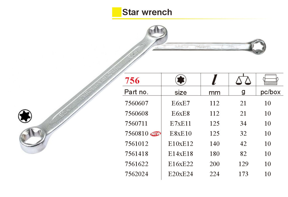 Force 4651 65pc 1/4" & 1/2" dr E-Star Female Torx Socket & Torx Bit L-Key Wrench