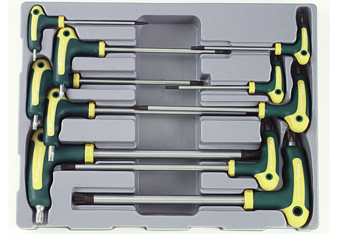 Force 51010T 10pc Star Torx Tamperproof Extra Long T Handle Ket Set: T10xT10H-T55xT55H