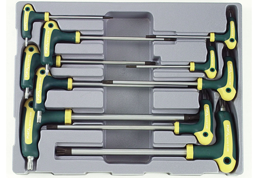 Force 51010T 10pc Star Torx Tamperproof Extra Long T Handle Ket Set: T10xT10H-T55xT55H