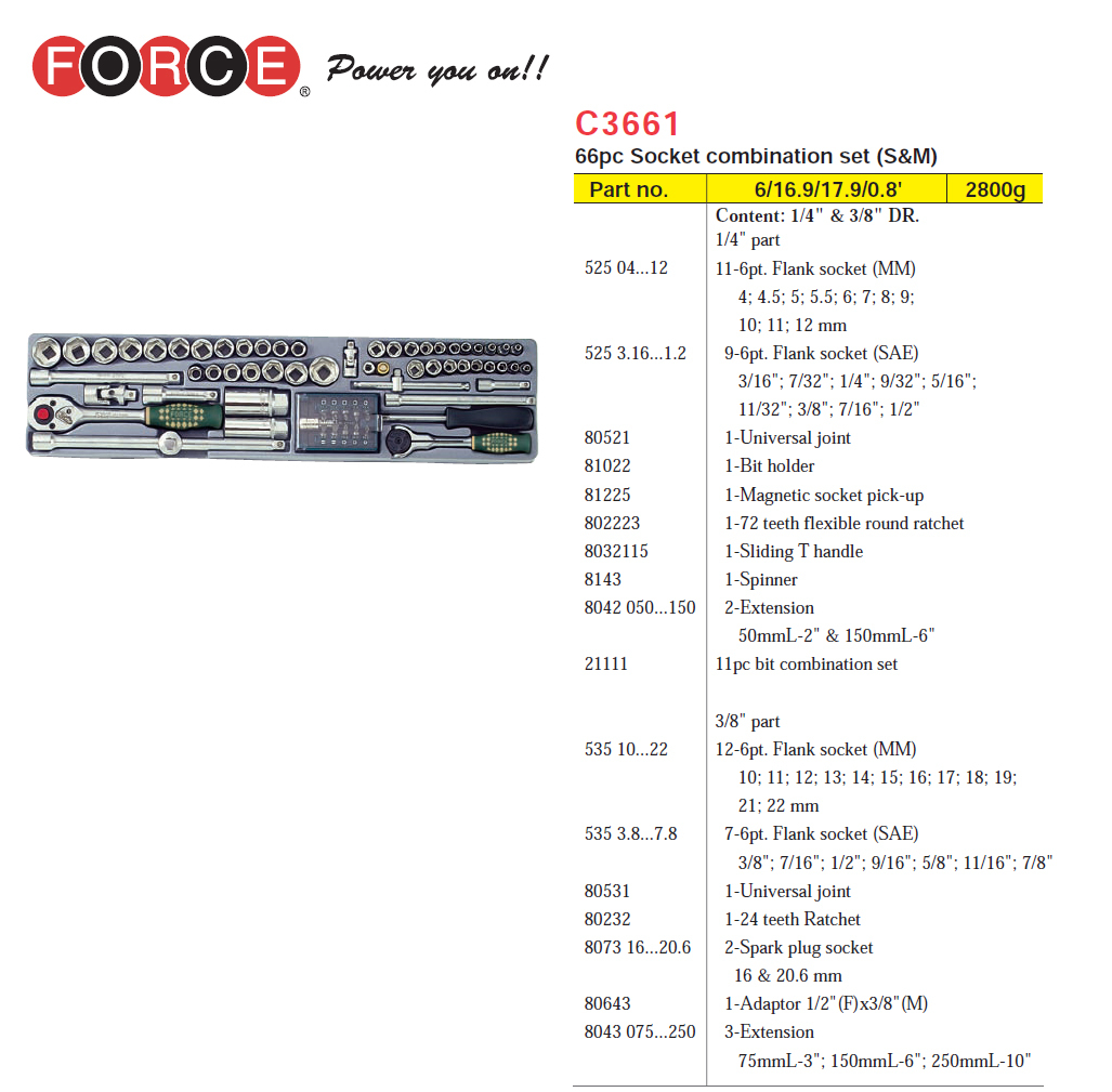 Force 50235-124 5-Tier Tool Box Chest With 124pc Tools: Socket & Accessory Spanner Screwdriver Hammer