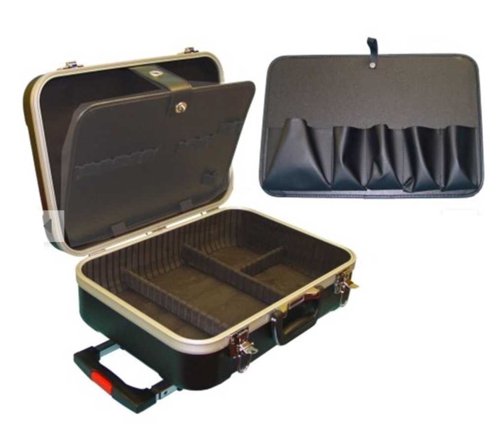 Force 50234 Black Aluminium Rolling Mobile Tool Box Trolloy L45 x W33 x H15 cm