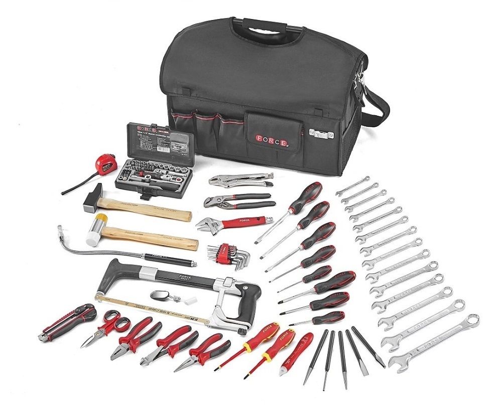 Force 50230-95 95pc Combo Tool Kit Socket & Accessory Hammer Plier Polyester Bag