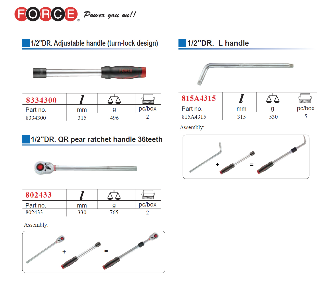 Force 4255 25pc 1/2" Dr 6pt Flank Combo Socket & Adjust Telescopic Driver Handle