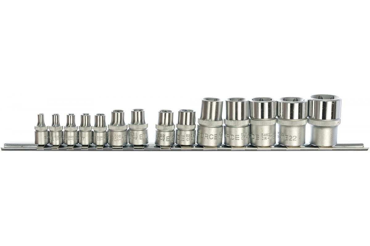 Force 4158 14pc 1/4" 3/8" 1/2" Dr. Torx E-Star Female Socket Set: E4-E24