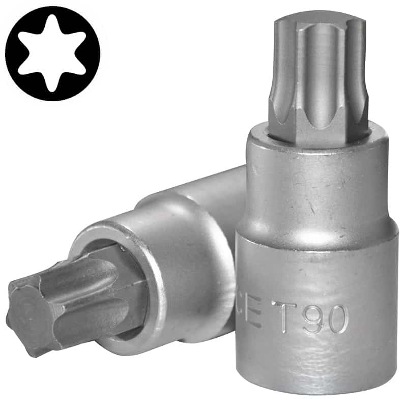 Force 36408019 H19 / 36608090 T90 3/4" dr. 80mmL Hex / Torx Star Socket Bits