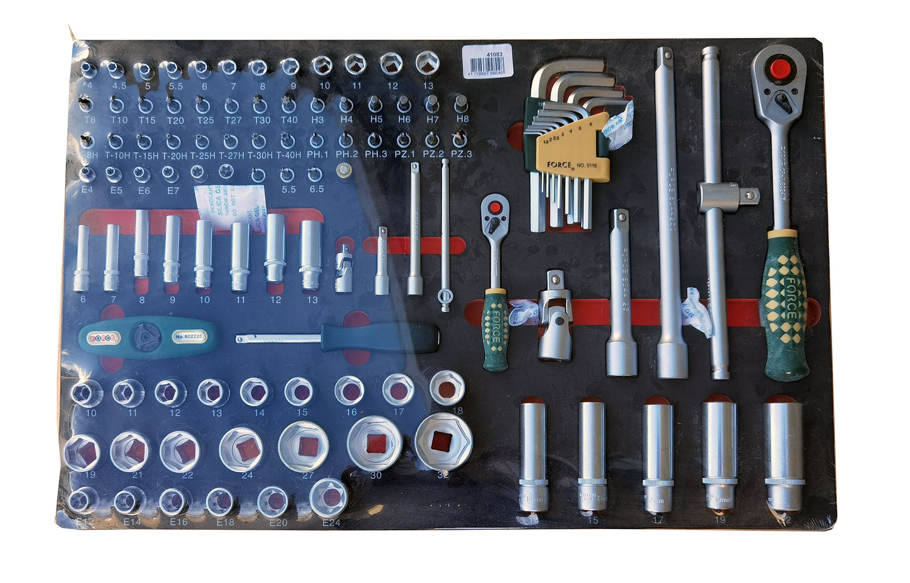 Force 41083 108pc 1/4" & 1/2" dr. Combo Socket & Accessory Set