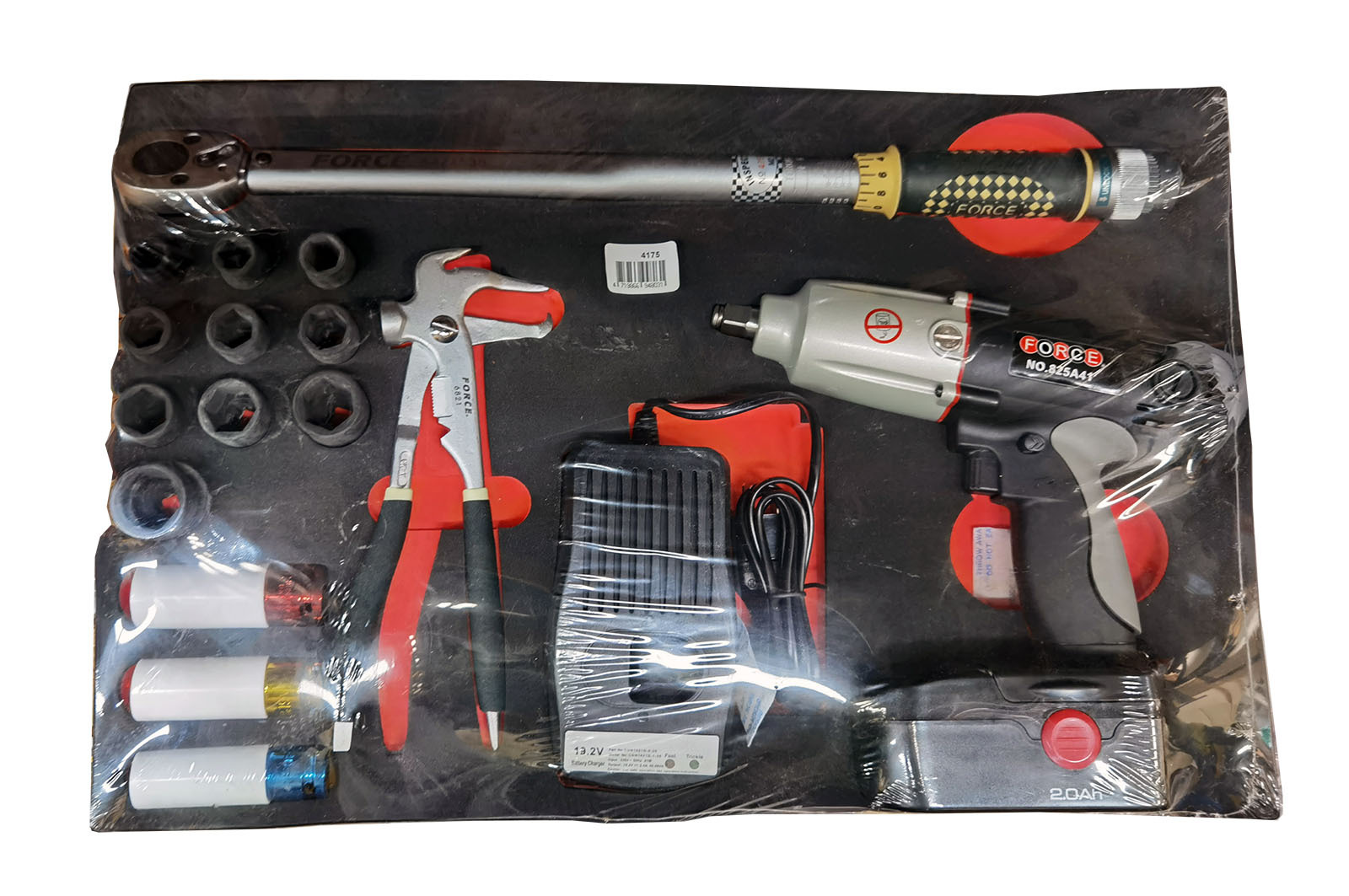 Force 4175 17pc 1/2" Dr. Impact Socket Torque Wrench & Cordless Impact Gun Set
