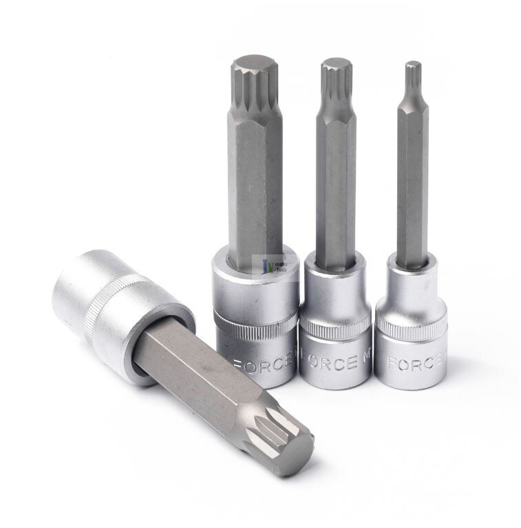 Force / Selta 1/2" Dr Spline Socket 55mm/100mm/120mm/140mm/800mmL Cr-V Socket S2 Steel Bits Individual Size M5-M17