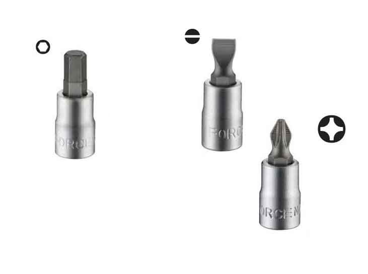 Force 2281-5 27pc 1/4" Dr. 6pt Flank Metric Socket & Accessories Set: Ratchet Handle, Socket, Extension, Hex Bits, etc.