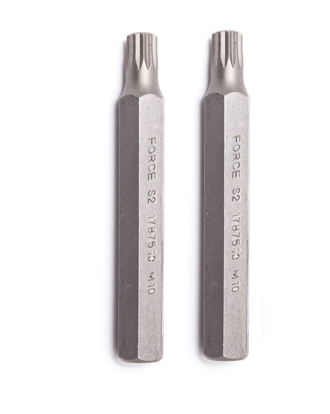 Force 5pc-pack S2 Steel 12PT Spline Bit 10mm Shank 30mmL/75mmL Individual