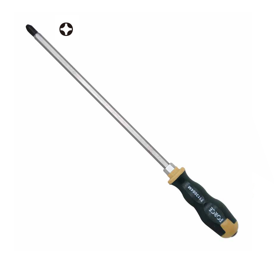 Force 2108 10pc Slot Philip Go-thru Through Tang Hex Shank Hammering Screwdriver