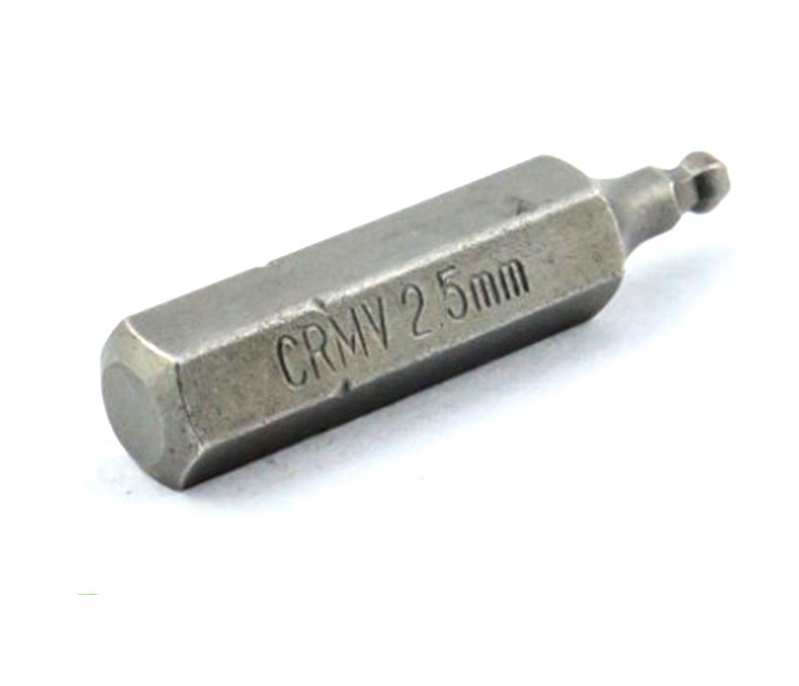 Force 12530025 2.5mm 5pc-pack 1/4" Hex Ball Point Allen Bit 30mmL