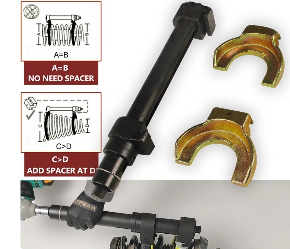 Universal Shock Absorber Spring Compressor Kit Interchangable Fork Strut Coil Spring Compressor Extractor
